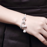 925 Sterling Silver Snake Chain Bead Bracelet Jewelry for Women