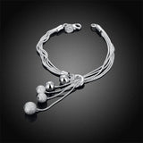 925 Sterling Silver Snake Chain Bead Bracelet Jewelry for Women