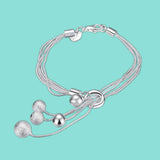 925 Sterling Silver Snake Chain Bead Bracelet Jewelry for Women