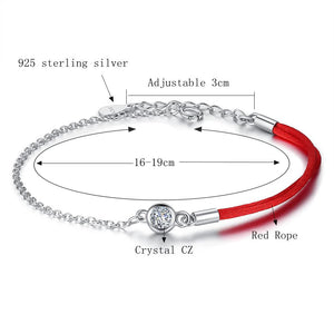 925 Silver Crystal Charm Red Bracelet