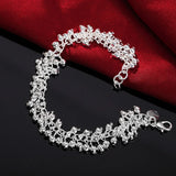 925 Sterling Silver Bracelet Vintage Grape Beads Chain for Women