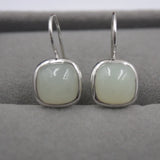 925 Silver Drop Earrings with Nephrite Stones