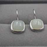 925 Silver Drop Earrings with Nephrite Stones