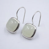 925 Silver Drop Earrings with Nephrite Stones