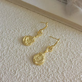 925 Sterling Silver Gold-plated Irregular Long Eardrops Retro Earrings
