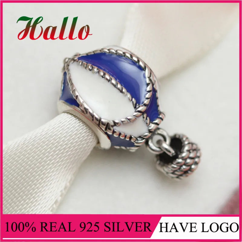 925 Silver Enamel Hot Air Balloon Charm Bead for Bracelet Berloque