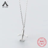 925 Sterling Silver Airplane Pendant Necklace Fine Jewelry