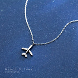 925 Sterling Silver Airplane Pendant Necklace Fine Jewelry