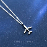 925 Sterling Silver Airplane Pendant Necklace Fine Jewelry