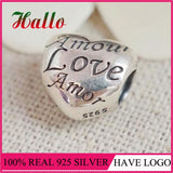 925 Silver Heart Love Charm Bead for Bracelet Silver Berloque
