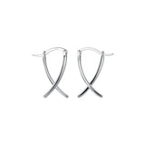 925 Silver Hoop Earrings X Cross Geometric Piercing Huggie Ear Jewelry