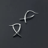 925 Silver Hoop Earrings X Cross Geometric Piercing Huggie Ear Jewelry