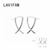 925 Silver Hoop Earrings X Cross Geometric Piercing Huggie Ear Jewelry