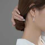 925 Silver Hoop Earrings X Cross Geometric Piercing Huggie Ear Jewelry