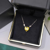 925 Sterling Silver Hot Love Necklace Pink Crystal Anniversary Party Jewelry