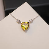 925 Sterling Silver Hot Love Necklace Pink Crystal Anniversary Party Jewelry