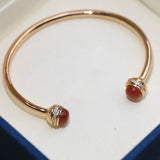 925 Silver Rose Women Gems Bangle Malachite Agate Bracelet