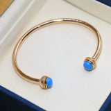 925 Silver Rose Women Gems Bangle Malachite Agate Bracelet