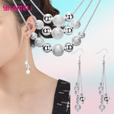 925 Silver Women's Jewelry Set Multi-Layer Tassel Earrings Necklace