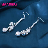 925 Silver Jewelry Set Women Party Multi-Layer Tassel Earrings Necklace