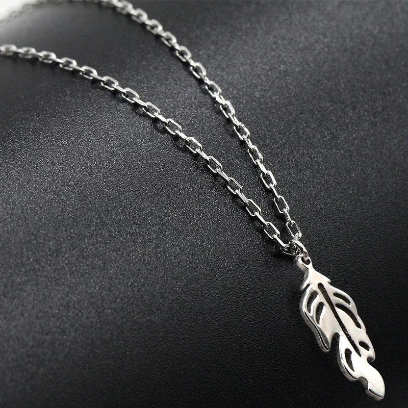 925 Sterling Silver Leaf Pendant Necklace Chain Jewelry for Women Girls