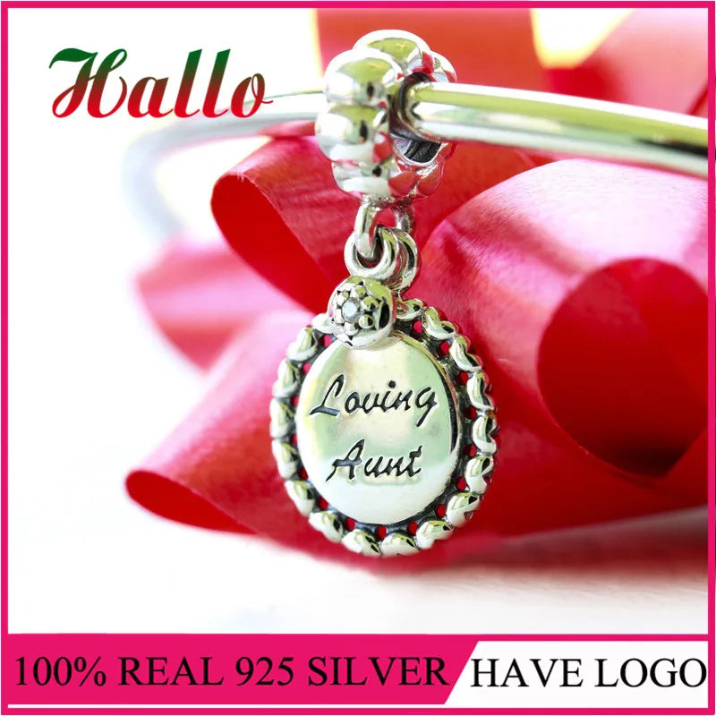 925 Sterling Silver Aunt Charm Bead for Bracelet Making