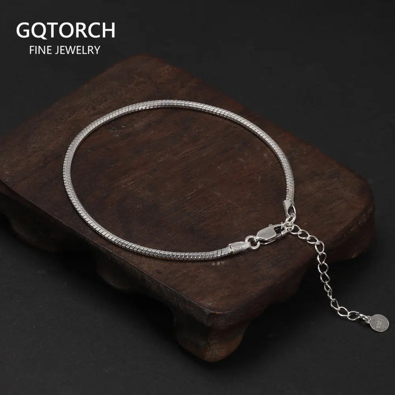 925 Sterling Silver Snake Bone Chain Bracelet Couple Jewelry