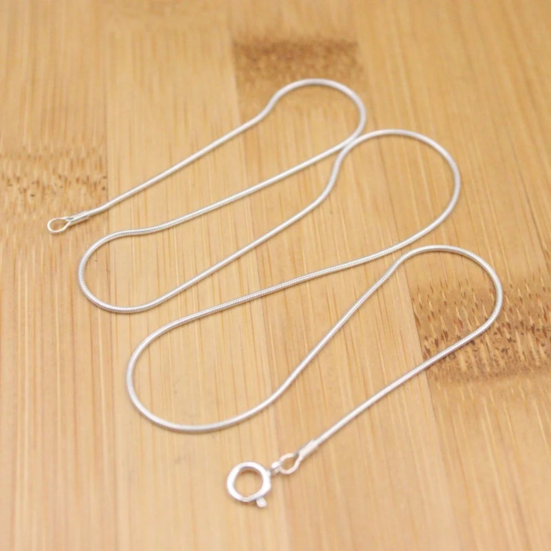 925 Silver Necklace 1mm Round Snake Chain 18 inch