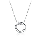 925 Silver Necklace Geometric Circle Pendant Chain Women Jewelry