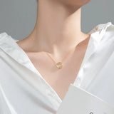 925 Silver Necklace Geometric Circle Pendant Chain Women Jewelry