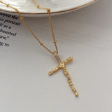 925 Sterling Silver Cross Necklace Zircon Inlay Women Jewelry