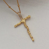 925 Sterling Silver Cross Necklace Zircon Inlay Women Jewelry
