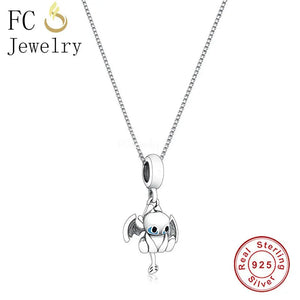 925 Silver Night Dragon Pendant Necklace For Women Choker