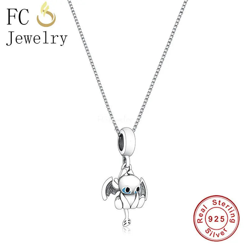 925 Silver Night Dragon Pendant Necklace For Women Choker