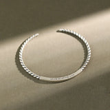 925 Silver Adjustable Bangle with Cubic Zirconia Bracelet