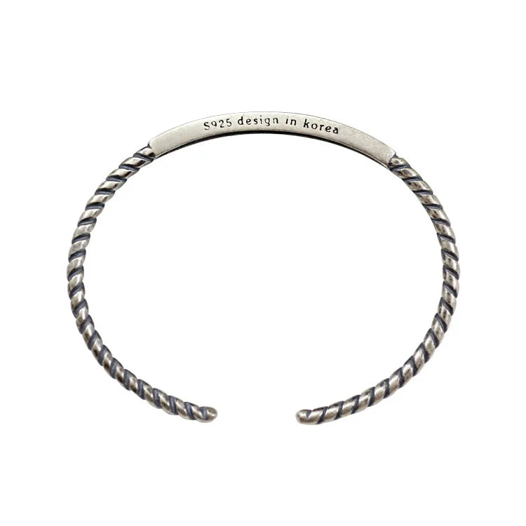 925 Silver Adjustable Bangle with Cubic Zirconia Bracelet