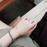925 Silver Adjustable Bangle with Cubic Zirconia Bracelet
