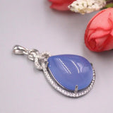 925 Sterling Silver Pendant with Chalcedony Bead Charms