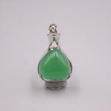 925 Silver Pendant 28x14mm Green Chalcedony Heart Bead Bottle Charms