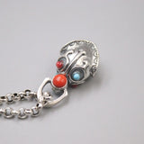 925 Silver Bell Talisman Pendant Bless Lucky Carved Pattern 26*13mm