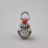 925 Silver Bell Talisman Pendant Bless Lucky Carved Pattern 26*13mm