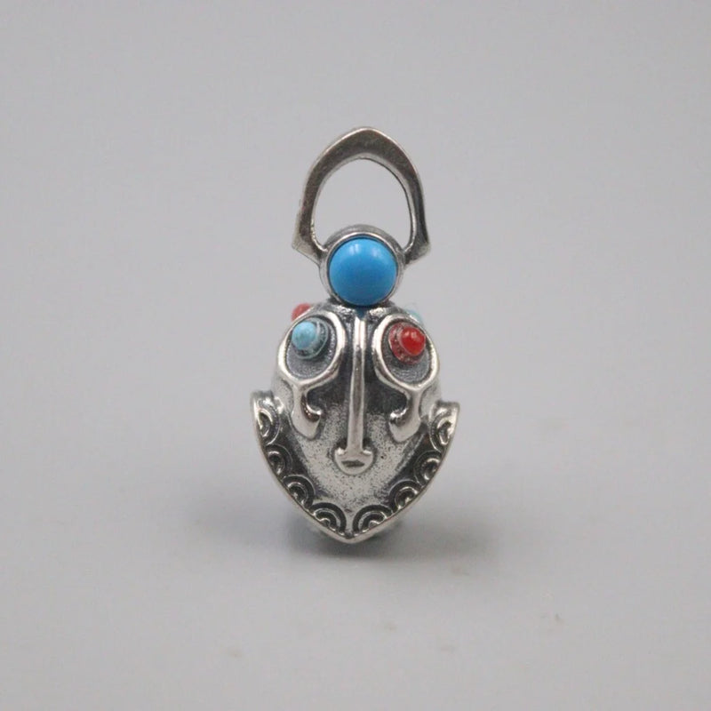 925 Silver Bell Talisman Pendant Bless Lucky Carved Pattern 26*13mm