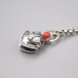 925 Silver Bell Talisman Pendant Bless Lucky Carved Pattern 26*13mm