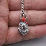 925 Silver Bell Talisman Pendant Bless Lucky Carved Pattern 26*13mm