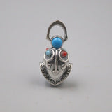 925 Silver Bell Talisman Pendant Bless Lucky Carved Pattern 26*13mm