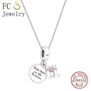 925 Silver Pink Telescope Pendant Necklace For Women