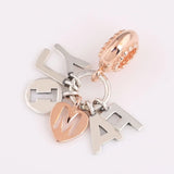 925 Sterling Silver Rose Letter Family Pendant Necklace
