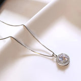 925 Sterling Silver Zircon Pendant Necklace Fine Jewelry