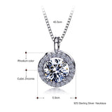 925 Sterling Silver Zircon Pendant Necklace Fine Jewelry