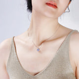 925 Sterling Silver Zircon Pendant Necklace Fine Jewelry
